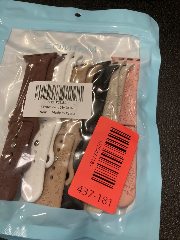 Photo 1 of 6 Pack Floral Engraved Silicone Bands Compatible for Apple Watch Band 38mm 40mm 41mm 42mm 44mm 45mm 46mm 49mm Women,Flower Sport Straps for iWatch Series 10 9 8 se Ultra 7 6 5 4 3 2