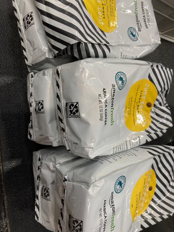 Photo 1 of ++6 PACK+++Amazon Fresh, Just Bright Ground Coffee, Light Roast, 12 Oz