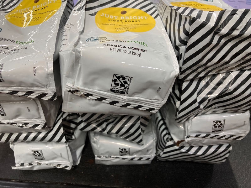 Photo 1 of ++12 PACK+++Amazon Fresh, Just Bright Ground Coffee, Light Roast, 12 Oz