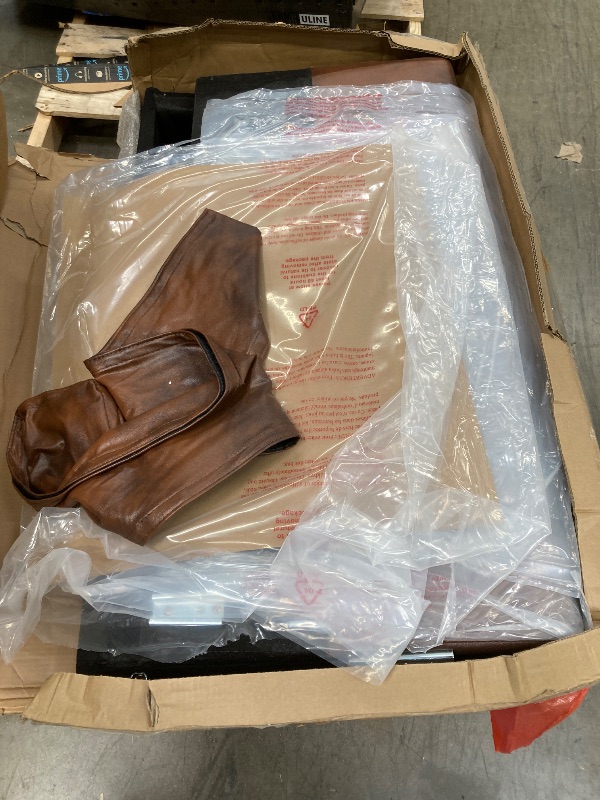 Photo 1 of ***PARTIAL SET Vesgantti 100" PU Faux Leather Sofa with Movable Ottoman, 3 Seater L Shaped Leather Sectional Couch with Side Pocket, Comfy Mid Century Modern Modular Couch for Living Room, Apartment, Cocoa