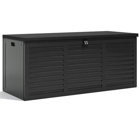 Photo 1 of 130 Gallon Resin Deck Box Outdoor Lockable Storage Container for Patio Cushions Garden Tools Pool Supplies Toys Waterproof and UV 