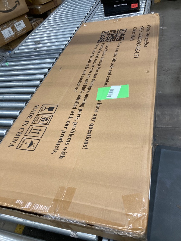 Photo 1 of 130 Gallon Resin Deck Box, Outdoor Lockable Storage Container for Patio Cushions, garden Tools, Pool Supplies, Toys, Waterproof and UV Resistant, Reinforced Rib Design, Black 