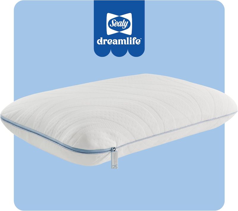 View 1 of **NOTE: THE PHOTO AND DESCRIPTION ARE SIMILAR**Sealy Dreamlife King Size Memory Foam Cooling Pillow with Surface Guard Technology, Removable Machine-Washable Cover, 1 Year Limited Warranty, White