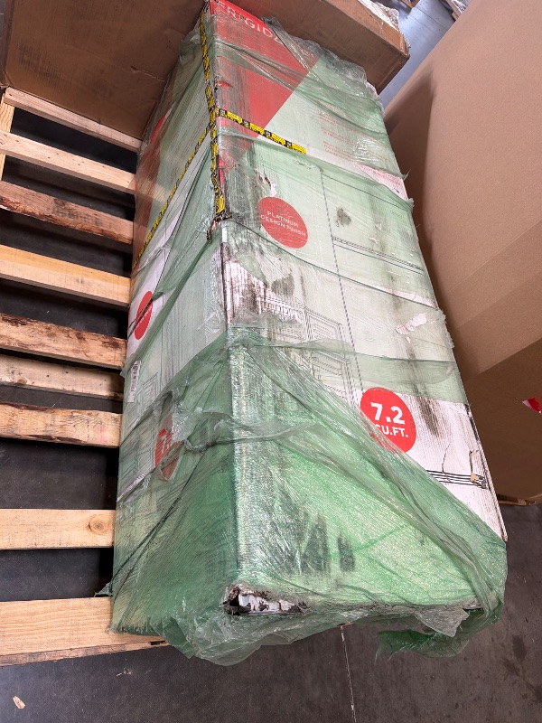 Photo 1 of ** USED/ DAMAGE/ UNTESTED** Frigidaire, 2 Door Apartment Size Refrigerator with Freezer, 7.5 cu ft, Adjustable Spill-Proof Shelves, Door & Crisper Bins, Platinum Silver, Garage Ready