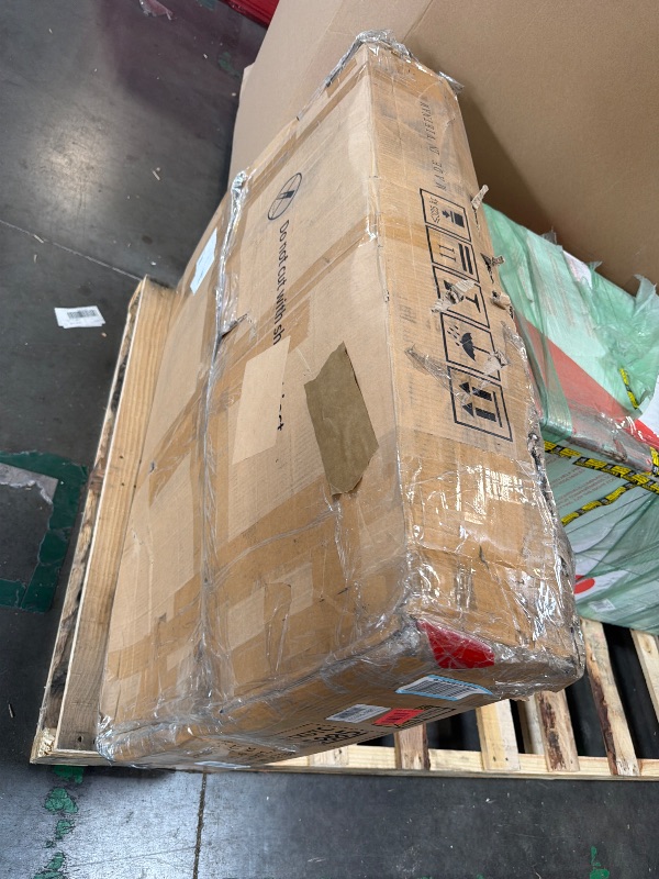 Photo 1 of ** DAMAGE / VERY USED / ONLY PARTS** DWVO 70.3" Large Modern Dining Table for 6-8 People Rectangular White Kitchen Dining Room Table with Faux Marble Tabletop and Gold Geometric Metal Legs Farmhouse Wood Dinner Tables, White and Gold