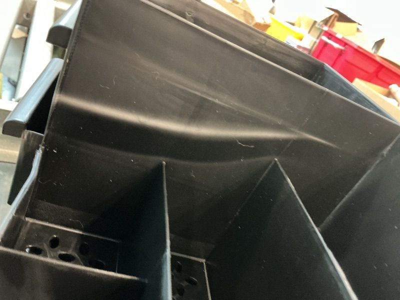 Photo 1 of **MINOR DAMAGE/check clerk comments**
Decorcode Black Vanity Organizer with Drawers – Large Mens Countertop Storage Box for Cologne, Skincare, Makeup, Perfume – Waterproof Dresser Organizer for Bathroom, Bedroom, Desk