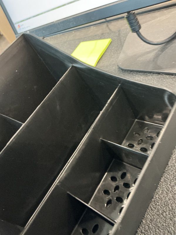 Photo 1 of **MINOR DAMAGE/check clerk comments**
Decorcode Black Vanity Organizer with Drawers – Large Mens Countertop Storage Box for Cologne, Skincare, Makeup, Perfume – Waterproof Dresser Organizer for Bathroom, Bedroom, Desk