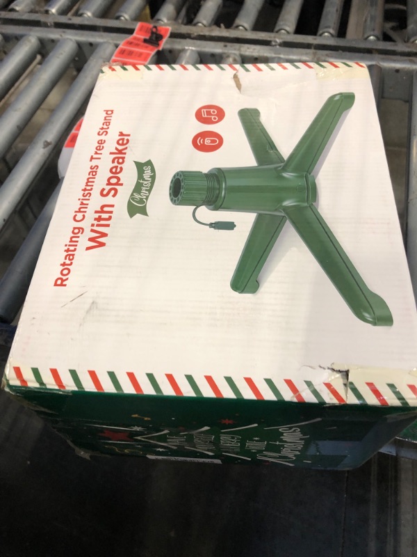 Photo 1 of ?Patent Pending? Musical Rotating Christmas Tree Stand, UL Certified Up to 9ft 120 lb Artificial Christmas Tree with Speaker, Spinning Stand with Remote, Fit for 1.25-2" in Tree Poles - 800W