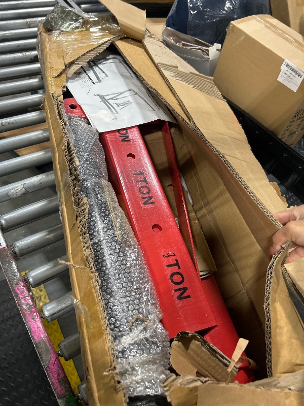 Photo 1 of ***FINAL SALE/NO RETURN, SOLD AS PARTS*** 2 Ton Hydraulic Engine Hoist, 4400 LB Foldable Mobile Cherry Picker with 6 Casters & Adjustable Telescopic Booms, Heavy Duty Engine Crane for Garage, Warehouse, Auto Repair, Red