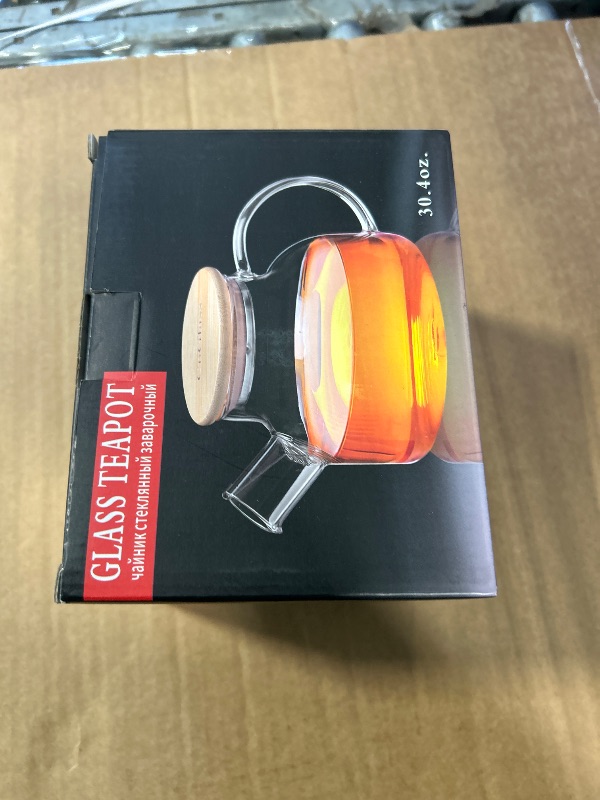 Photo 1 of **HANDLE IS DAMAGED**
CnGlass Glass Teapot Stovetop Safe,30.4oz Clear Tea pot with Removable Filter Spout,Loose Leaf and Blooming Tea Maker
