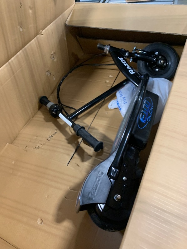 Photo 1 of ** FINAL SALE SOLD AS IS VENTA FINAL VENDIDO TAL CUAL, SIN DEVOLUCIONES**

Razor Power Core E100 Electric Scooter for Kids Ages 8+, 120 lb Max Weight – 100W Motor, Up to 10 Mph, 40-Min Ride Time, Twist-Grip Throttle, 8” Pneumatic Front & Flat-Free Rear Ti