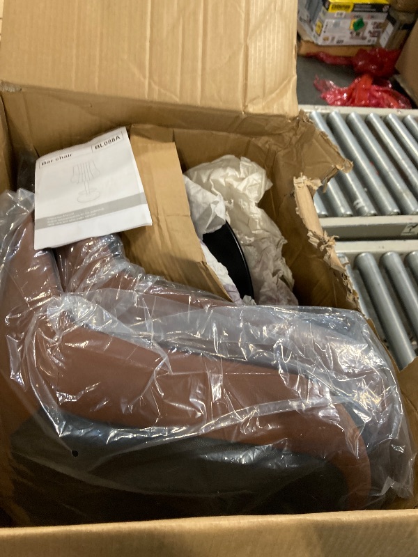 Photo 1 of ****2 BOXES***Shintenchi Swivel Bar Stools Set of 4, Adjustable Faux Leather Upholstered Swivel Counter Stools, Armless Bar Height Island Chairs with Back and Footrest, Brown