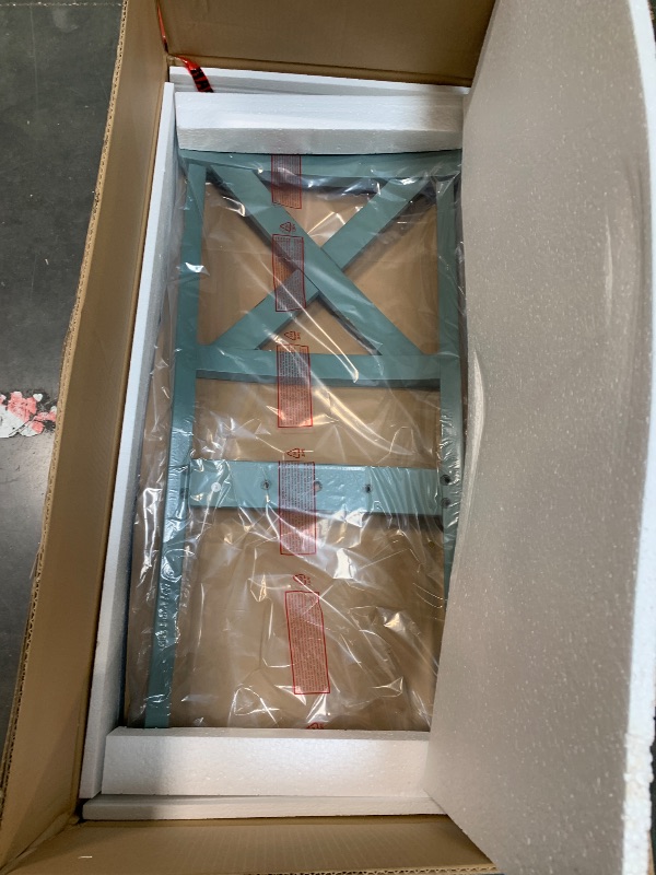 View 3 of ***03 LARGE BOXES***Roundhill Furniture Prato 5-Piece Round Dining Table Set with Cross Back Chairs, Antique Blue and Weathered Walnut