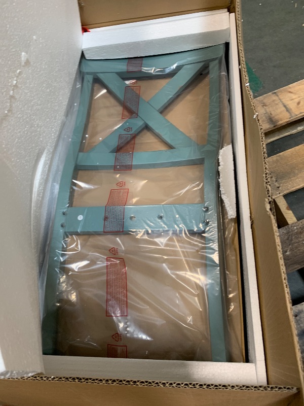 View 4 of ***03 LARGE BOXES***Roundhill Furniture Prato 5-Piece Round Dining Table Set with Cross Back Chairs, Antique Blue and Weathered Walnut