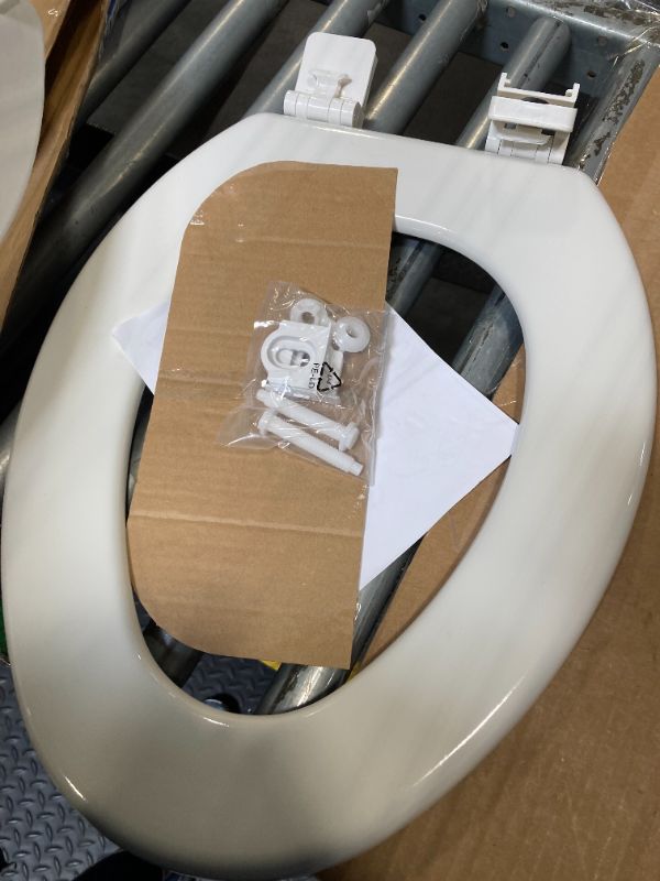 Photo 1 of ****DAMAGE MAJOR*** HIGHCRAFT Premium Elongated Toilet Seat with Adjustable Hinges & Quick Removal Mechanism - Molded Wood Toilet Seat - Fits Standard Elongated Toilets - Oval Seat in White