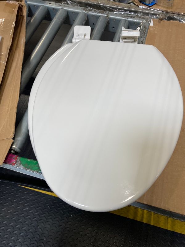Photo 1 of ****DAMAGE MAJOR*** HIGHCRAFT Premium Elongated Toilet Seat with Adjustable Hinges & Quick Removal Mechanism - Molded Wood Toilet Seat - Fits Standard Elongated Toilets - Oval Seat in White