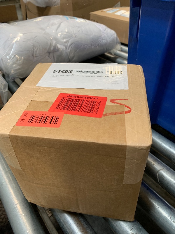 View 2 of "Fork Tender" Forklift Fork Covers, Yellow with Red Tip, Heavy-Duty Nylon, 4-5 Inch Width, 36-72 Inch Length, Protective Sleeve for Delicate Load Handling