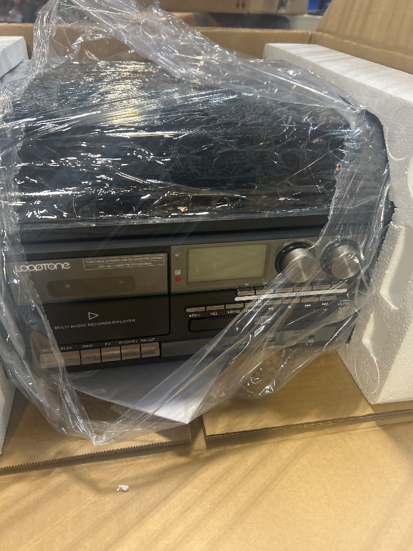 Photo 1 of 10 in 1 Vinyl Record Player 3 Speed Bluetooth Vintage Automatic Turntable CD Cassette Player AM/FM Radio USB Recorder Aux-in RCA Line-Out (Black)