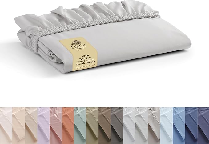 Photo 1 of ***SIMILAR ITEM***
Linen Home 100% Cotton Percale Weave Fitted Sheet, Twin Size, Mauve Lavender, 1 Deep Pocket Fitted Sheet, Fits Mattress Upto 16" Crisp and Cool Strong Bed Linen, 39"X75"+15" Color Gray