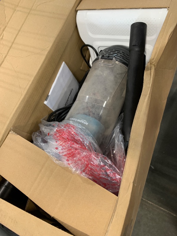 Photo 1 of **VERY USED** Amazon Basics Upright Bagless Vacuum Cleaner for Carpet and Hard Floors, With Crevice and Upholstery Tools, Detachable Handle, Lightweight (8.4 lbs), 1.7L Dust Cup, 720W, 25ft Cord, Black/White
