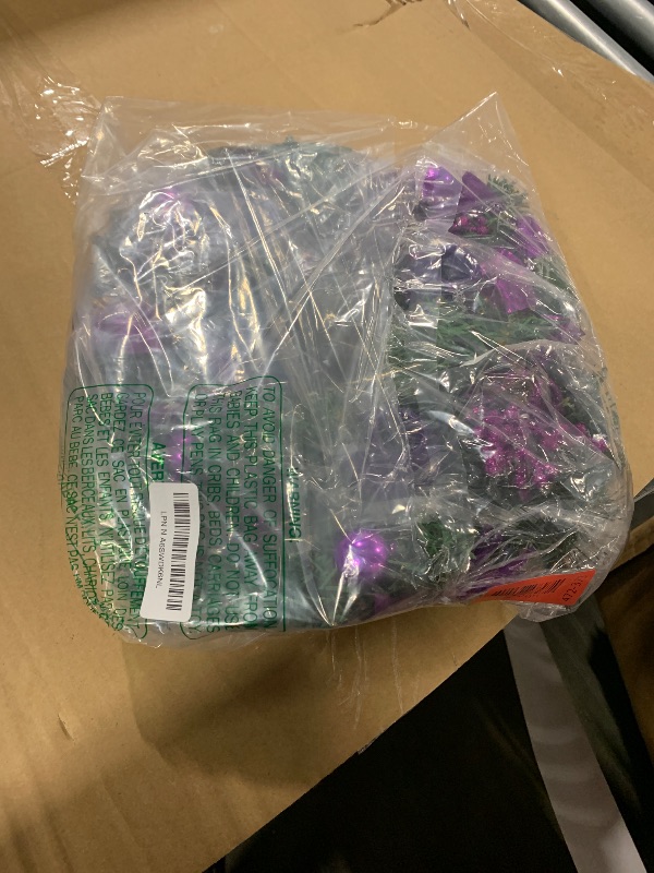 Photo 1 of [Safety Fire Retardant] Christmas Purple Advent Wreath Decor 4 Advent Candle Holder with 4 Pinecorn 4 Ribbon 2 Poinsettia 4 Ball 4 Berry Christmas Centerpiece Table Decorations Home Indoor(No Candles)