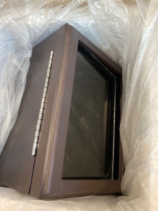Photo 1 of *MINOR DAMAGE - USED*
3-Slot Wooden Display Case Shadow Box with Slanted Glass Window for Sports Championship Rings - Rings Not Included