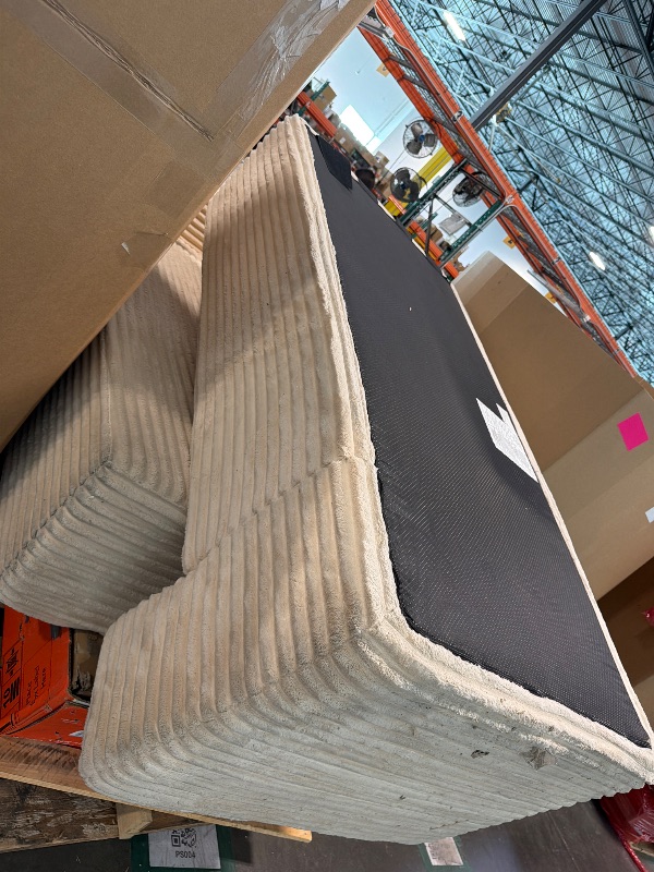 Photo 1 of ***PILLOWS********REALLY DIRTY****COMHOMA 105”Modular Sectional Sofa with Deep Seat,Cloud Upholstered L-Shape Couch Wide Arms Corduroy Fabric High-Density Foam Chaise Lounge for Living Room No Assembly Required,Beige