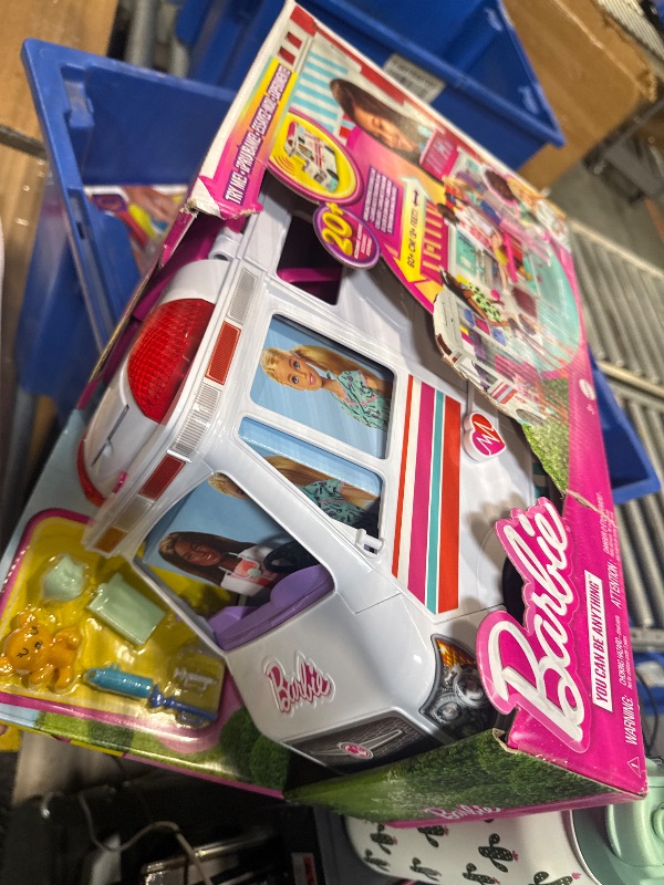 Photo 1 of ???Barbie Playset with 20+ Accessories, Emergency Vehi??cle Transforms into 2+ Foot Hospital with Lights and Sounds, Care Clinic????????