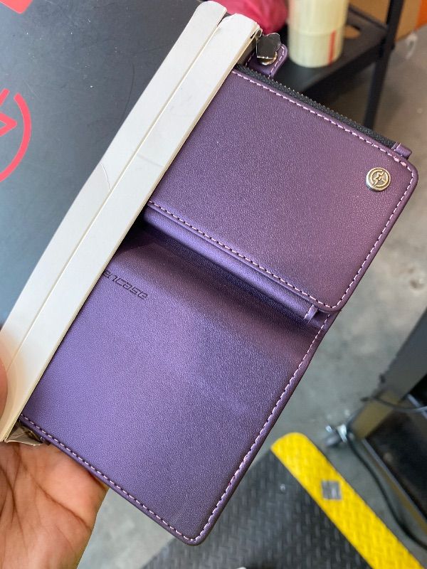Photo 1 of *MINOR DAMAGE - USED*
Defencase Compatible with iPhone 14 Pro Max Case Wallet with RFID Blocking Card Holder for Women Men, PU Leather Magnetic Snap Flip Zipper Strap Wallet Phone Case Fit for iPhone 14 Pro Max 6.7, Purple