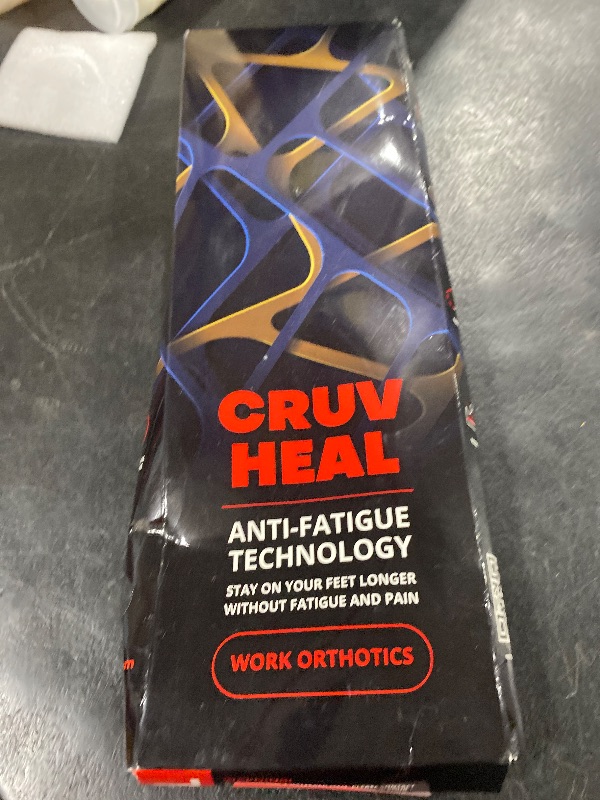 Photo 1 of (New) Work Orthotic Insoles - Anti Fatigue Medium Arch Support Shoe Insert Men Women - Plantar Fasciitis Flat Feet - Relieve Foot Pain - Work Boot Insoles Standing All Day (XL, Blue Lines)