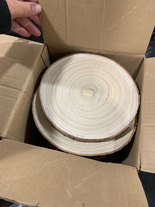 Photo 1 of 10 Pcs Natural Paulownia Wood Slices 7-8 Inches,Wood Slices for Centerpieces Table Decorations,Unfinished Rounds Wood for Crafts,Wood Slice for Rustic Wedding Decoration Projects