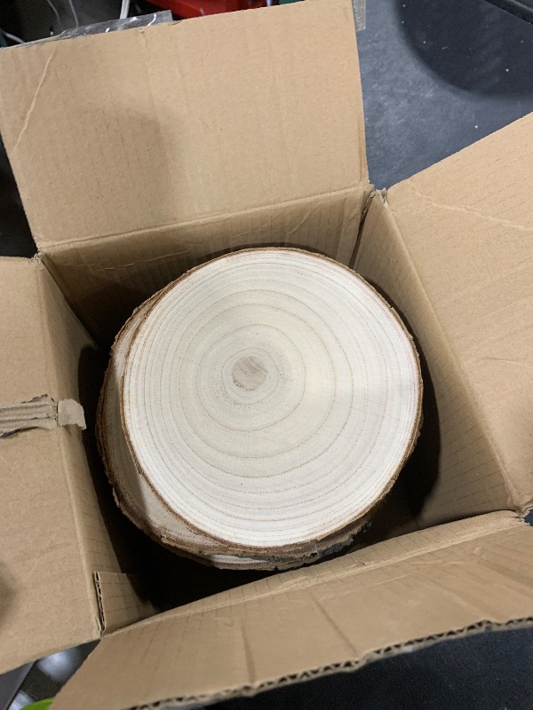 Photo 1 of 10 Pcs Natural Paulownia Wood Slices 7-8 Inches,Wood Slices for Centerpieces Table Decorations,Unfinished Rounds Wood for Crafts,Wood Slice for Rustic Wedding Decoration Projects