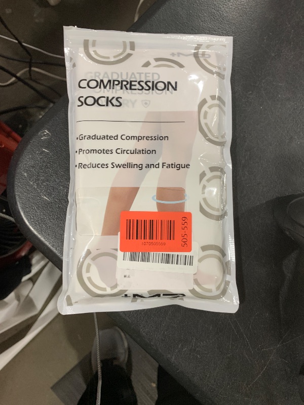 Photo 1 of +MD 2 Pairs Compression Socks for Women & Men Medical Grade 20-30 mmHg, Open-Toe knee High Stocking, Support for edema, Varicose Veins, Nude, Small