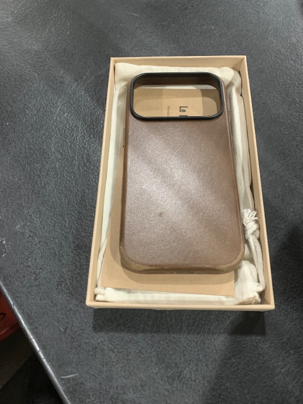Photo 1 of *USED/WORN** Le Pelle - Handcrafted Premium Italian Leather Case for iPhone 17 Pro - [Built-in Camera Control] - Compatible with Magsafe - Two-Tone Effect with Unique Patina Over Time - Cocoa Brown