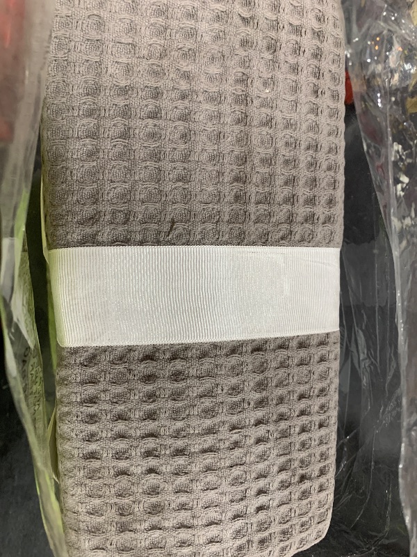 Photo 1 of 100% Cotton Dark Grey Blanket King Size for Bed - Breathable and Soft, Waffle Weave for Summer Spring, 102x90 Inches