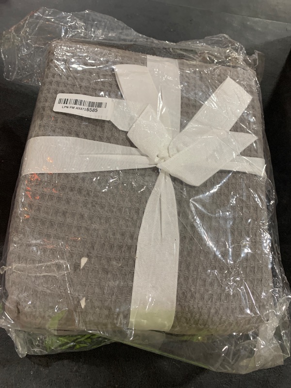 Photo 1 of 100% Cotton Dark Grey Blanket King Size for Bed - Breathable and Soft, Waffle Weave for Summer Spring, 102x90 Inches