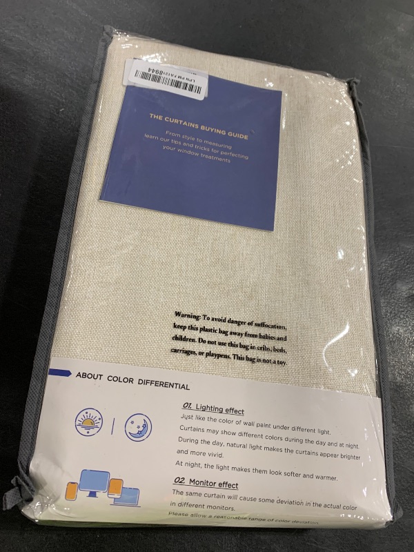 Photo 1 of 100% Blackout Shield Linen Blackout Curtains for Bedroom 84 Inches Long, Back Tab/Rod Pocket Living Room Drapes, Thermal Insulated Blackout Curtains 2 Panels Set, 50" W x 84" L, Cream