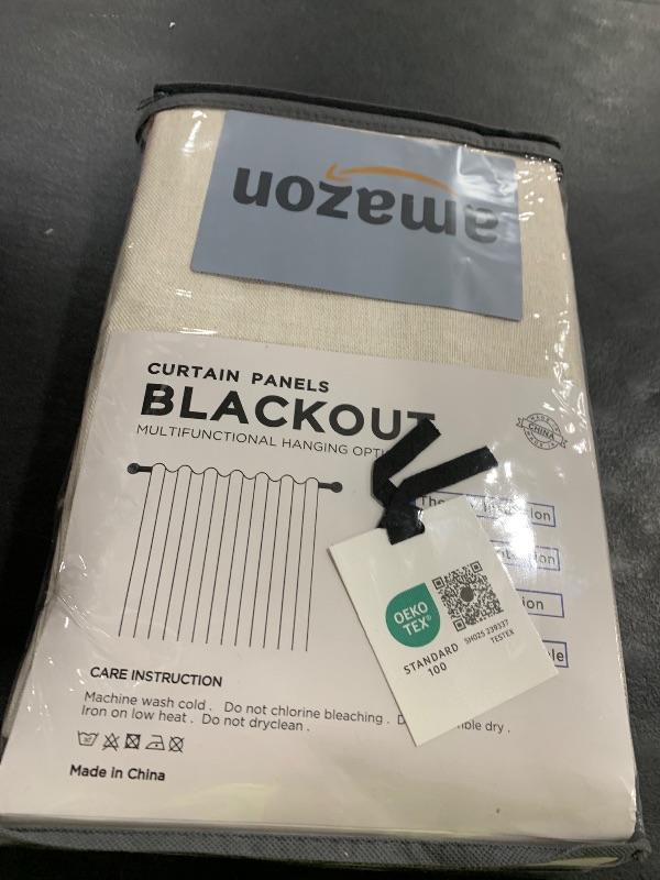 Photo 1 of 100% Blackout Shield Linen Blackout Curtains for Bedroom 84 Inches Long, Back Tab/Rod Pocket Living Room Drapes, Thermal Insulated Blackout Curtains 2 Panels Set, 50" W x 84" L, Cream