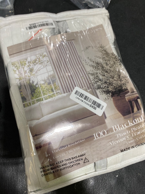 Photo 1 of 100% Blackout Pinch Pleated Linen Curtains 84 Inch Length 2 Panels for Living Room Bedroom 2 Layer Beige Off White Light Blocking Thermal Insulated Pinch Pleat Room Darkening Curtains 84 Inches Long