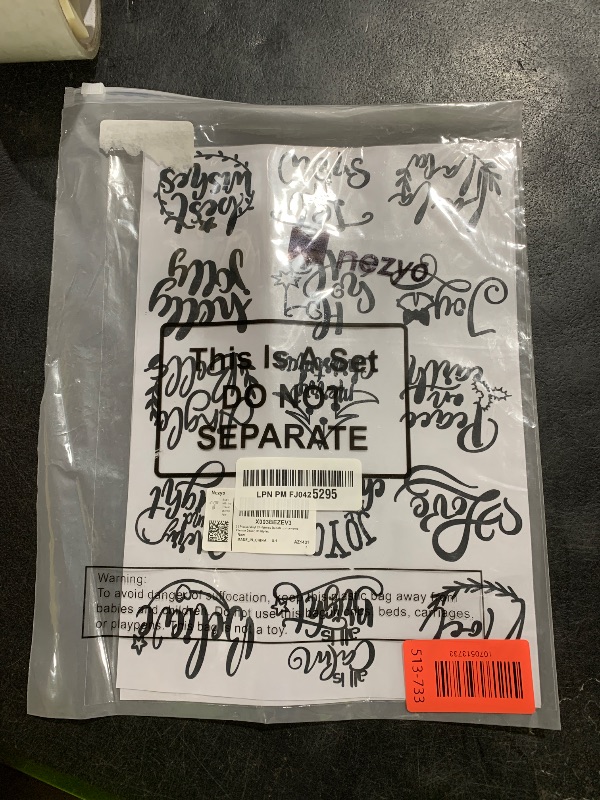 Photo 1 of 30 Pieces Vinyl Christmas Decals Holiday Scrapbooking Inspired Word Sticker Black Blessing Words Decals Greeting Vinyl Sticker for Window Ball Bottle Ornaments Planner Decor, 30 Styles