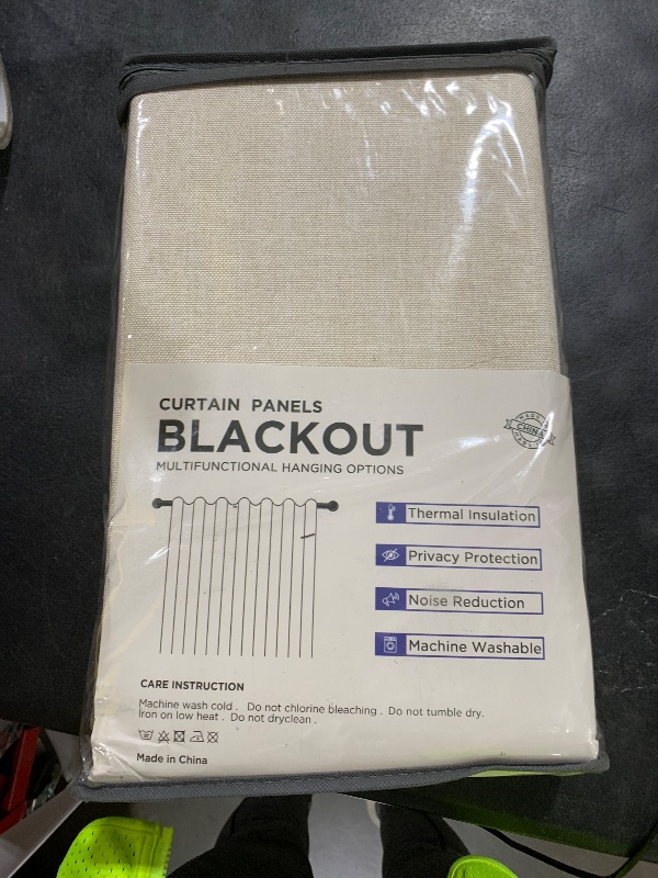 Photo 1 of 100% Blackout Shield Linen Blackout Curtains for Bedroom 84 Inches Long, Back Tab/Rod Pocket Living Room Drapes, Thermal Insulated Blackout Curtains 2 Panels Set, 50" W x 84" L, Cream