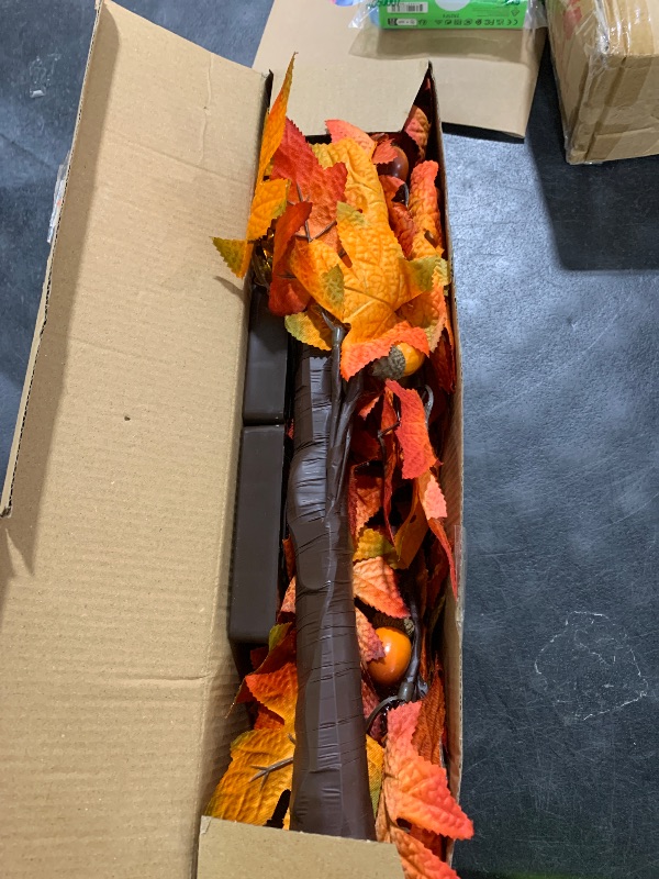 Photo 1 of 2 Pack 24" Lighted Fall Tree, Fall Decor Artificial Light Up Maple Tree with 24 Prelit Lights Thanksgiving Decoration for Home Indoor Autumn Harvest Decor