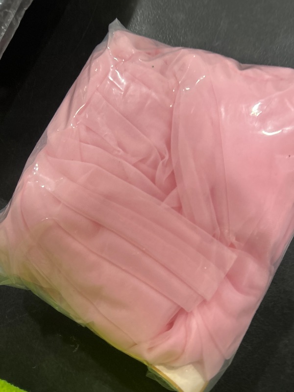 Photo 1 of 10x10ft Baby Pink Tulle Backdrop Curtain with Lights String for Parites, Sheer Photo Backdrop Curtains with Lights for Wedding Backdrop Ceremony Reception Bridal Shower Baby Shower Birthday Party