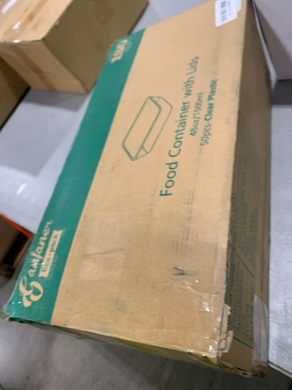 Photo 1 of [50PK 48oz] Disposable Meal Prep Container Large For Food, Plastic Storage Containers w/Lids Freeze Microwave Safe, Clear Bento Box Stackable BPA Free Reusable