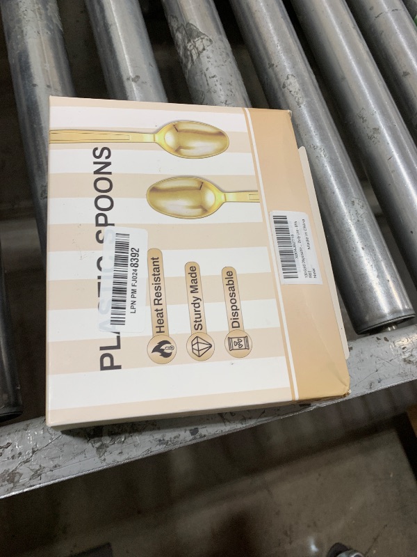 Photo 1 of 100 Gold Disposable Plastic Spoons, Heavy Weight Disposable Spoons Plastic Utensils for Parties, Weddings, Picnics, Big Event, Daily Use - BPA FREE