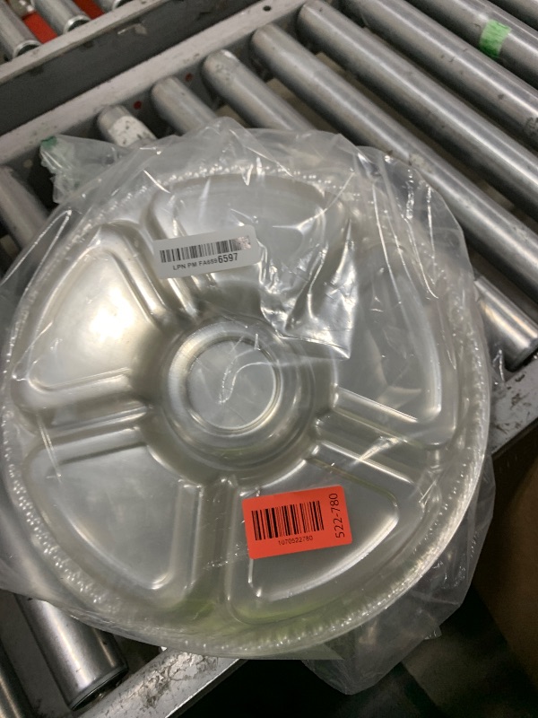 Photo 1 of 10 Pcs Round Plastic Appetizer Tray with Lid - Divided Serving Tray, Disposable Food Storage Trays Containers, Plastic Tray Storage, Kids Snack, Fruit Platter Vegetable Trays for Party and Buffet