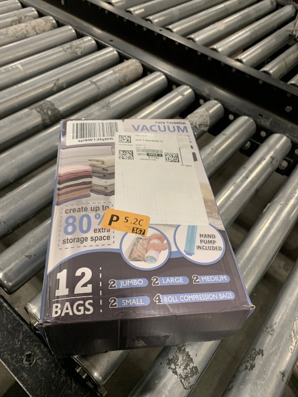 Photo 1 of 12 Pack Vacuum Storage Bags, Space Saver Vacuum Storage Bags, Vacuum Seal Bags for Clothing, Clothes, Comforters and Blankets, Hand Pump Included