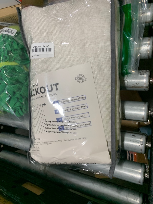 Photo 1 of 100% Blackout Shield Linen Blackout Curtains for Bedroom 96 Inches Long, Back Tab/Rod Pocket Living Room Drapes, Thermal Insulated Blackout Curtains 2 Panels Set, 50" W x 96" L, Beige