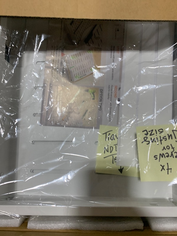 Photo 1 of (missing screws)1 Pack Pull Out Cabinet Organizer, Slide Out Drawer Expandable Width (12"-19") and Depth (17"-23") With 3 Slides, Fixed with Adhesive Film and Nail for Cabinets in Kitchen, Pantry or Bathroom