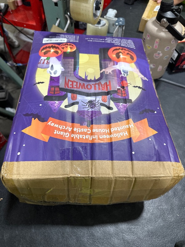 Photo 1 of 12FT Halloween Inflatables Castle Arched Haunted House: Blow Up Inflatable Outdoor Decorations for Lawn Garden Decor